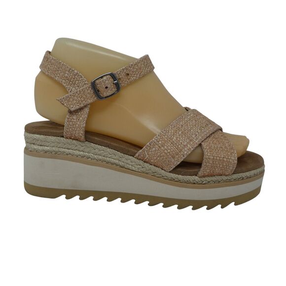 Toms Noelani Tan Open Toe Platform Wedge Heel Sandals - Picture 2 of 13